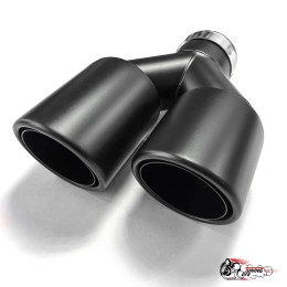 Насадка на глушитель двойная Y черный мат. правая со скосом  63 - 89