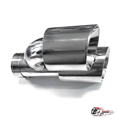 Насадки на глушитель двойные h наруж. НЕРЖ. прав + лев со скосом 63 - 89 КОМПЛЕКТ