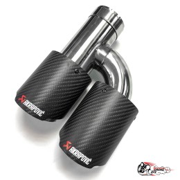 Насадка на глушитель двойная h внутр. Акрапович левая обрезанная со скосом мат 63 - 89