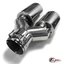 Насадка на глушитель двойная Y НЕРЖ. левая со скосом 63 - 89