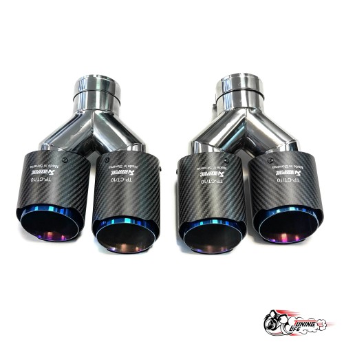 Насадки на глушитель двойные Y Акрапович прав + лев обрезанные со скосом мат 63 - 89 ОПАЛ КОМПЛЕКТ