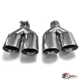 Насадки на глушитель двйоные Y НЕРЖ. прав + лев со скосом 63 - 89 КОМПЛЕКТ