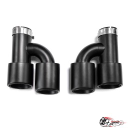 Насадки на глушитель двойные h внутр. черный мат. левая + правая со скосом 63 - 89 КОМПЛЕКТ