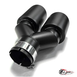 Насадка на глушитель двойная Y черный мат. левая со скосом 63 - 89