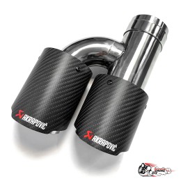 Насадка на глушитель двойная h внутр. Акрапович правая обрезанная со скосом мат 63 - 89