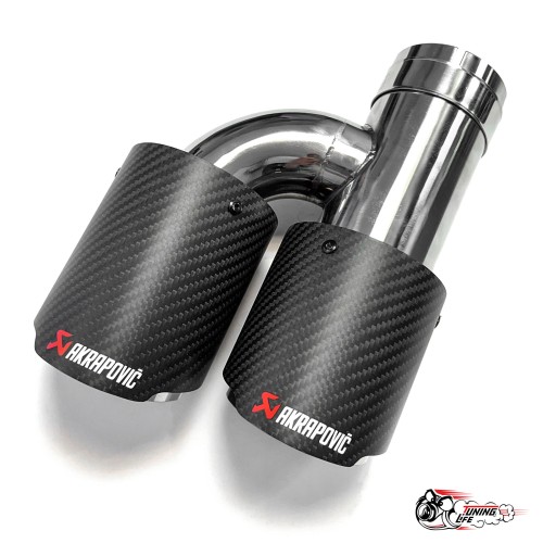 Насадка на глушитель двойная h внутр. Акрапович правая обрезанная со скосом мат 63 - 89