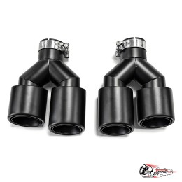 Насадки на глушитель двойные Y черный мат. левая + правая со скосом 63 - 89 КОМПЛЕКТ