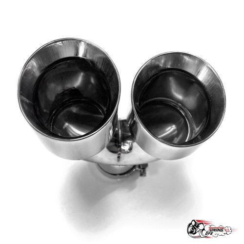 Насадка на глушитель двойная U НЕРЖ. правая со скосом 63 - 89