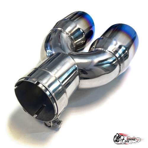 Насадка на глушитель двойная U НЕРЖ. правая со скосом 63 - 89 ОПАЛ