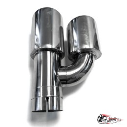 Насадки на глушитель двойные h наруж. НЕРЖ. прав + лев со скосом 63 - 89 КОМПЛЕКТ