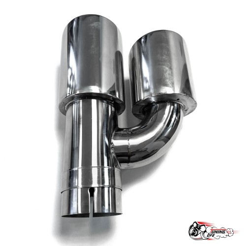 Насадки на глушитель двойные h наруж. НЕРЖ. прав + лев со скосом 63 - 89 КОМПЛЕКТ