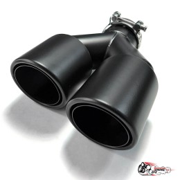 Насадка на глушитель двойная Y черный мат. левая со скосом 63 - 89