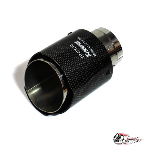 Насадка на глушитель НЕРЖ. Акрапович обрезаннаяя глянец карбон Ф 63-89