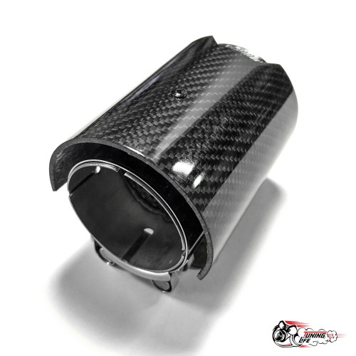 Насадка на глушитель НЕРЖ. М стиль карбон глянец 63 - 89 короткая (скрытое крепление)