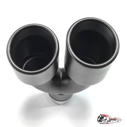 Насадка на глушитель двойная U черный мат. левая со скосом 63 - 89