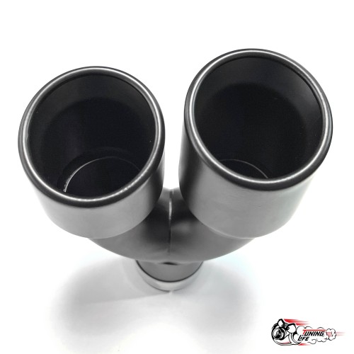 Насадка на глушитель двойная U черный мат. левая со скосом 63 - 89