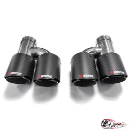 Насадки на глушитель двойные h внутр. Акрапович лев + прав обрезанная со скосом мат 63 - 89 КОМПЛЕКТ