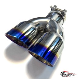 Насадка на глушитель двойная U НЕРЖ. левая со скосом 63 - 89 ОПАЛ