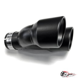 Насадка на глушитель двойная U черный мат. левая со скосом 63 - 89