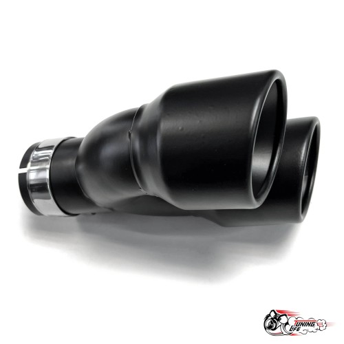 Насадка на глушитель двойная U черный мат. левая со скосом 63 - 89