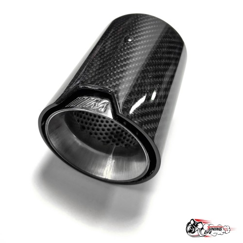 Насадка на глушитель НЕРЖ. М стиль карбон глянец 63 - 89 короткая (скрытое крепление)