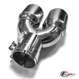 Насадка на глушитель двойная U НЕРЖ. правая со скосом 63 - 89