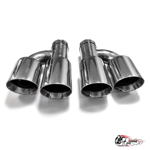 Насадки на глушитель двойные h наруж. НЕРЖ. прав + лев со скосом 63 - 89 КОМПЛЕКТ