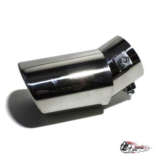 Насадка на глушитель универсальная овальная серебряная под бампер (Выход 80х60мм)