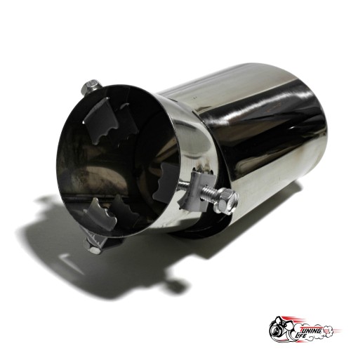 Насадка на глушитель универсальная овальная серебряная под бампер (Выход 80х60мм)