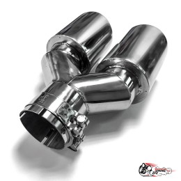 Насадка на глушитель двйоная Y НЕРЖ. правая со скосом 63 - 89