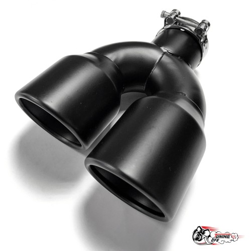 Насадка на глушитель двойная U черный мат. левая со скосом 63 - 89