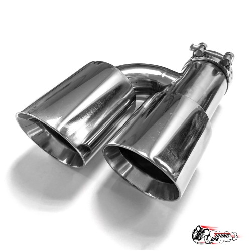 Насадка на глушитель двойная h внутр. НЕРЖ. левая со скосом 63 - 89