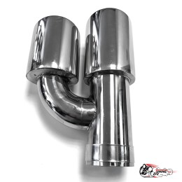 Насадка на глушитель двойная h наруж. НЕРЖ. правая со скосом 63 - 89