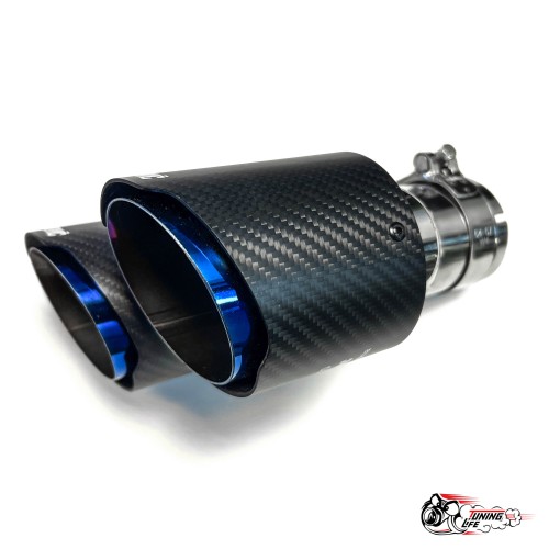 Насадка на глушитель двойная Y Акрапович правая обрезанная со скосом мат 63 - 89 ОПАЛ