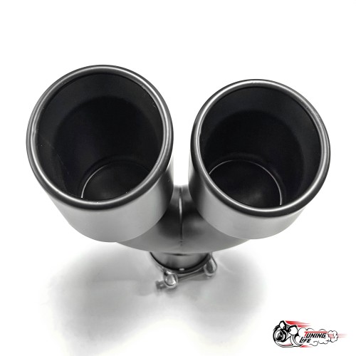 Насадка на глушитель двойная U черный мат. правая со скосом 63 - 89