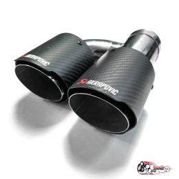 Насадка на глушитель двойная h наруж. Акрапович левая обрезанная со скосом мат 63 - 89