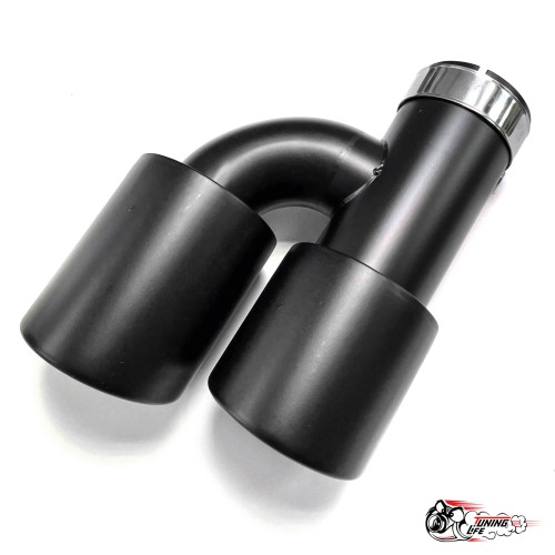 Насадка на глушитель двойная h внутр. черный мат. левая со скосом 63 - 89