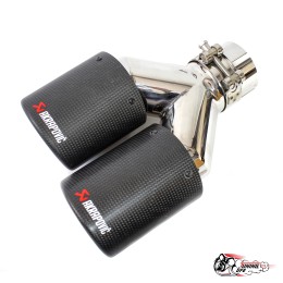 Насадка на глушитель НЕРЖ двойная Y Акрапович  левая глянец с закруглением 63-89