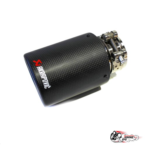 Насадка на глушитель НЕРЖ. Акрапович с закруглением мат. карбон Ф 63-89