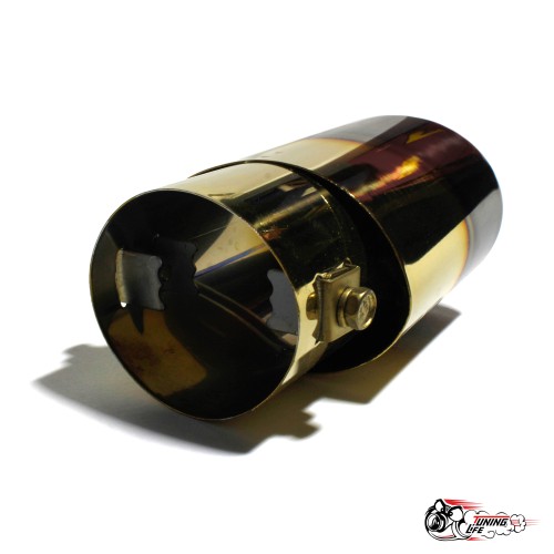 Насадка на глушитель универсальная овальная золото с темным опалом (Выход 80х60мм)