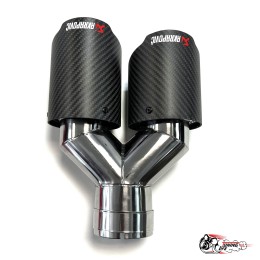 Насадки на глушитель двойные Y Акрапович прав + лев обрезанные со скосом мат 63 - 89 ОПАЛ КОМПЛЕКТ