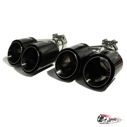 Насадки на глушитель НЕРЖ Акрапович двойные обрезанные глянец.ф 63-89 (лев,прав)