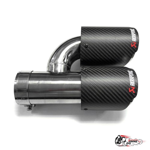 Насадка на глушитель двойная h внутр. Акрапович левая обрезанная со скосом мат 63 - 89