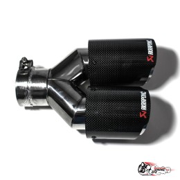 Насадка на глушитель НЕРЖ двойная Y Акрапович  левая глянец обрезанная 63-89