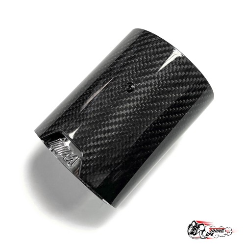 Насадка на глушитель НЕРЖ. М стиль карбон глянец 63 - 89 короткая (скрытое крепление)