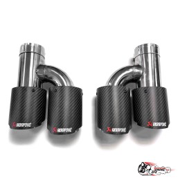 Насадки на глушитель двойные h внутр. Акрапович лев + прав обрезанная со скосом мат 63 - 89 КОМПЛЕКТ