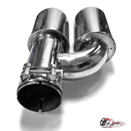 Насадка на глушитель двойная h внутр. НЕРЖ. левая со скосом 63 - 89