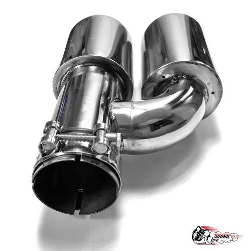 Насадка на глушитель двойная h внутр. НЕРЖ. правая со скосом 63 - 89