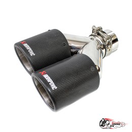 Насадка на глушитель НЕРЖ двойная Y Акрапович  левая глянец с закруглением 63-89