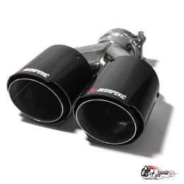 Насадка на глушитель НЕРЖ двойная Y Акрапович  левая глянец обрезанная 63-89